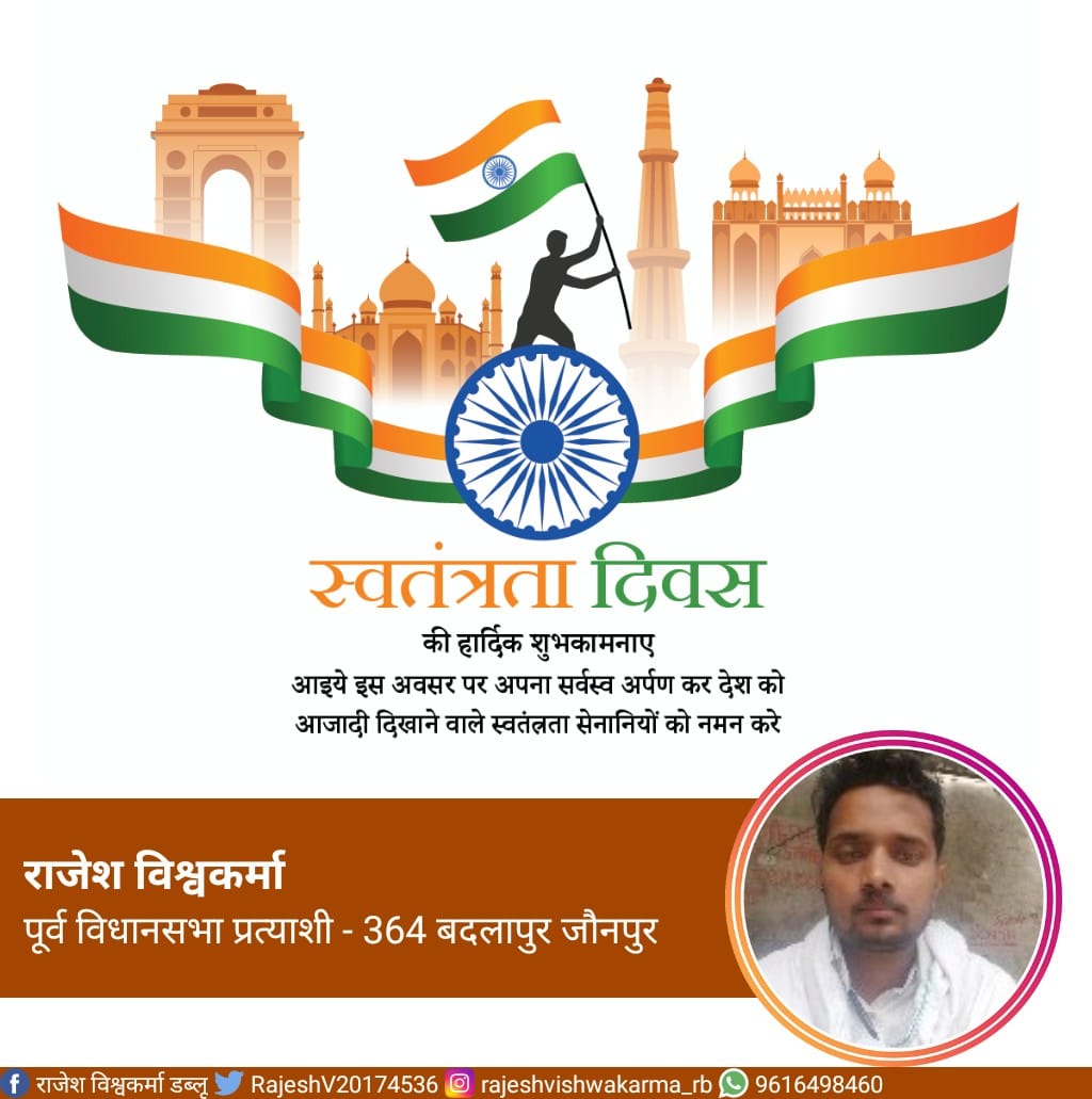 स्वतंत्रता दिवस की हार्दिक शुभकामनाएं